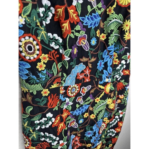 New York & Company Dress Womens 4 Black Floral Embroidered Sheath Short Sleeve - Picture 2 of 8